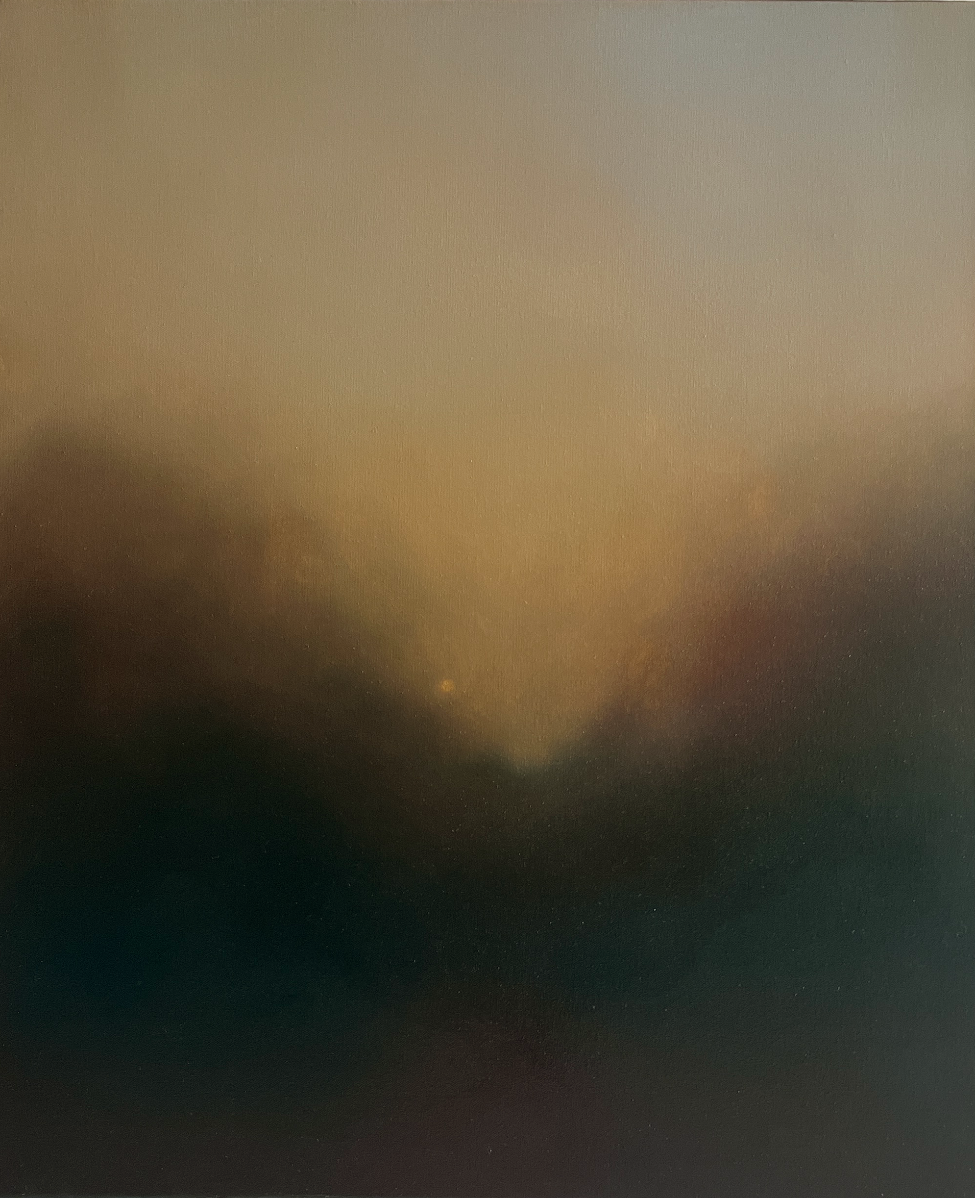 Peinture abstraite contemporaine minimaliste aux tons gris et noirs inspirée des paysages brumeux