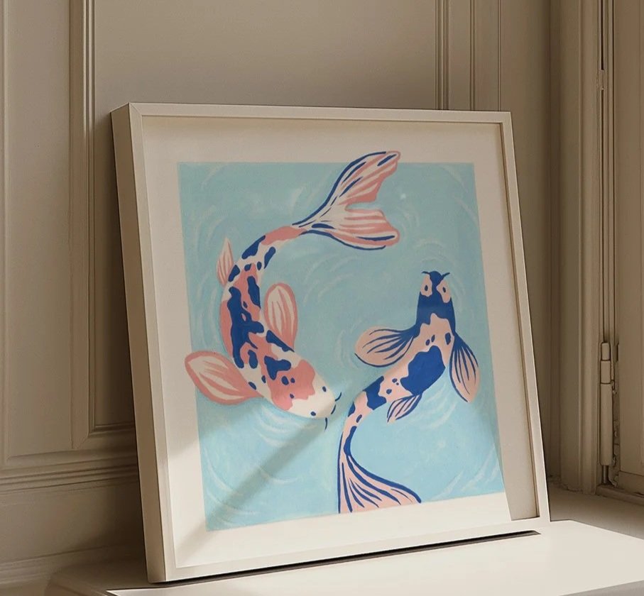 Koi Fish with gouache and other media (Copy)