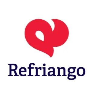 Refriango logo featuring a stylized red chicken silhouette and the word 'Refrango' in dark blue text