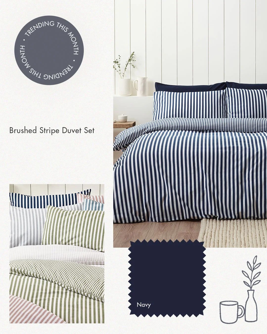 ✨ Fall in love with the comfort of Brushed Stripe ✨

Soft, warm, and effortlessly stylish, this 100% brushed cotton bedlinen adds a timeless touch to your bedroom. 🤍 Perfect for creating a cosy retreat you&rsquo;ll never want to leave.

Options:
Sin