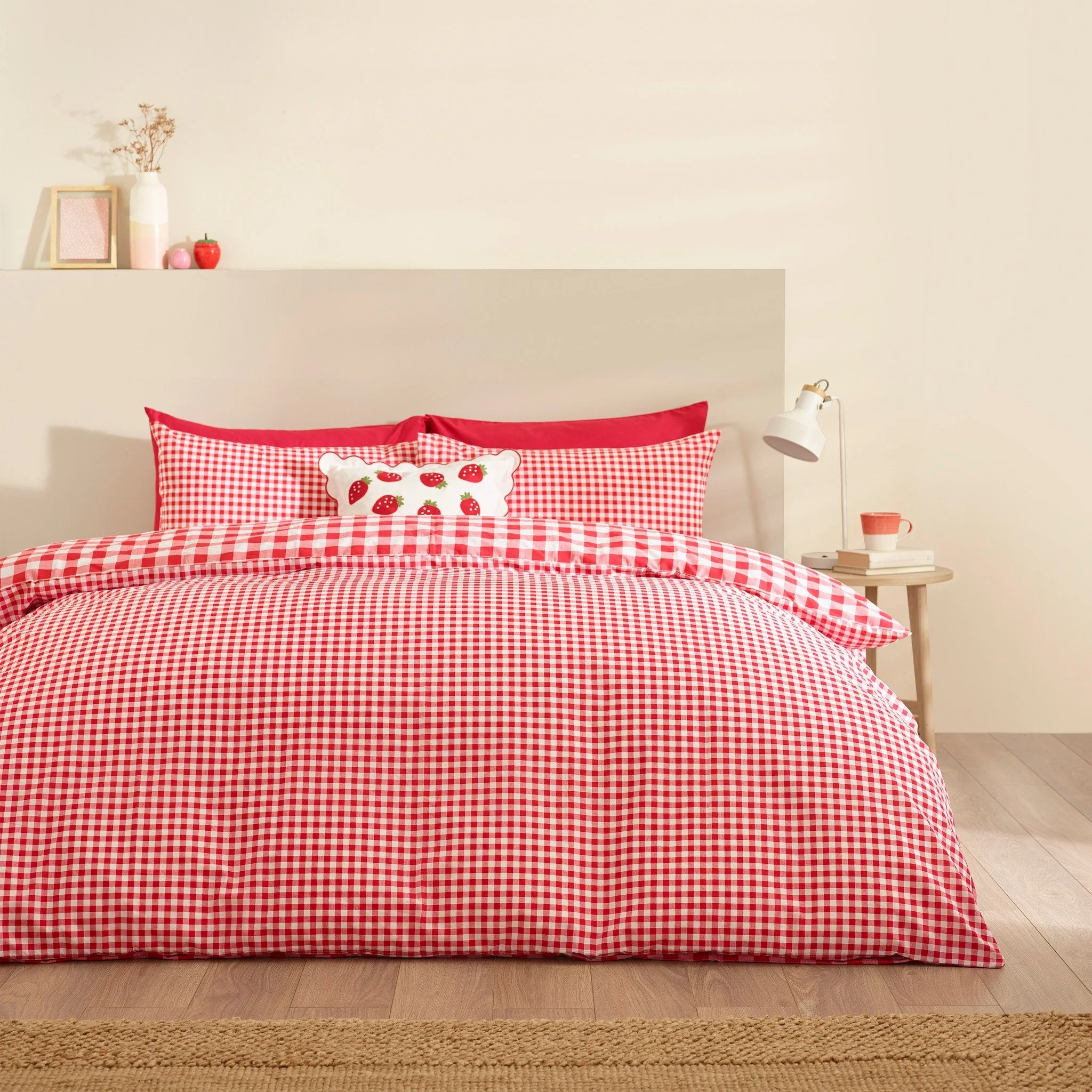 Countdown to cosy romance ❤️ 
Wrap your space in vibrant red gingham and set the scene for Valentine&rsquo;s. Fresh, playful, and ready for love season. 

#ValentinesReady #LoveYourHome #RomanticInteriors #GinghamStyle #BedroomRefresh #HeartAndHome