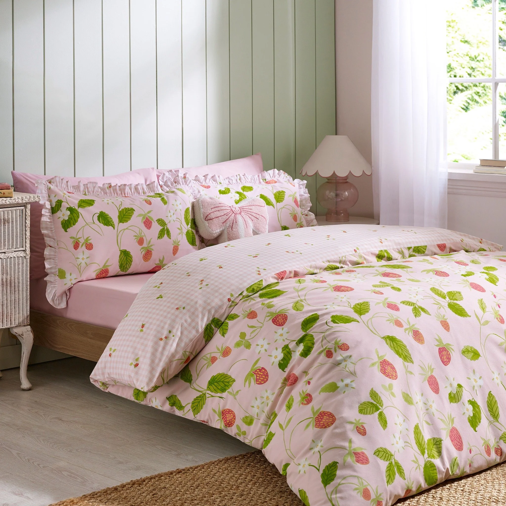 Sweet, playful and full of countryside charm, this strawberry inspired bedding brings a fresh seasonal feel with a reversible design and delicate frilled details for extra whimsy. 🍓

#CatherineLansfield #CatherineLansfieldHome #BedroomRefresh #Count