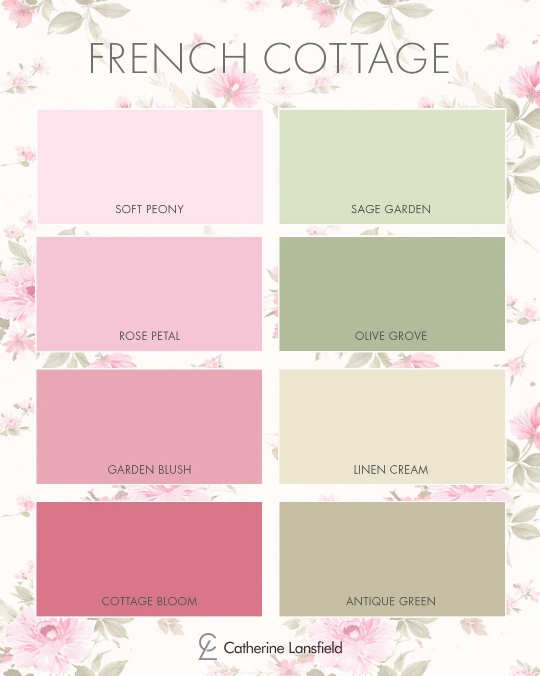 Explore the French Cottage palette and create a beautifully relaxed, romantic bedroom look. 🌸

#CatherineLansfield #CatherineLansfieldHome #FrenchCottage #ColourPalette #BedroomInspo #FloralStyle #HomeInspo