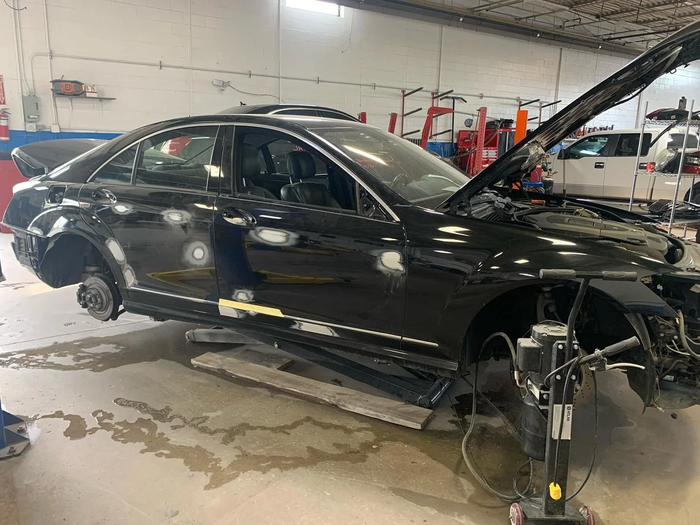 Full body repairs, complete refinish, wheel &amp; headlight restoration on this S-Class. Customer chose not to purchase new at $185k. #northsevenautobody #mercedesbenz #amg #ppgrefinish #wheelrefinishing #headlightrestoration