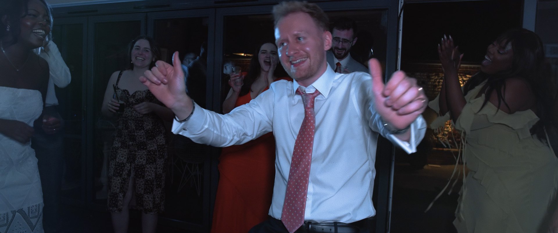 Dancing at evening wedding reception - Titchwell Manor, Norfolk