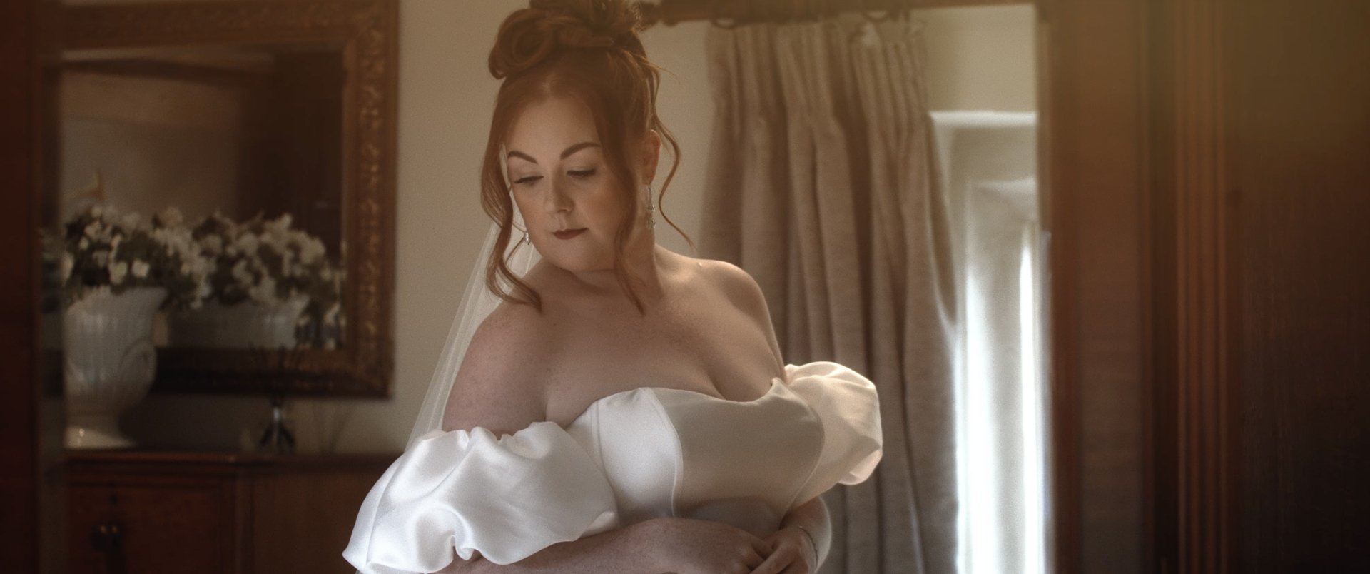 Bride in bridal suite - Oxnead Hall, Norfolk