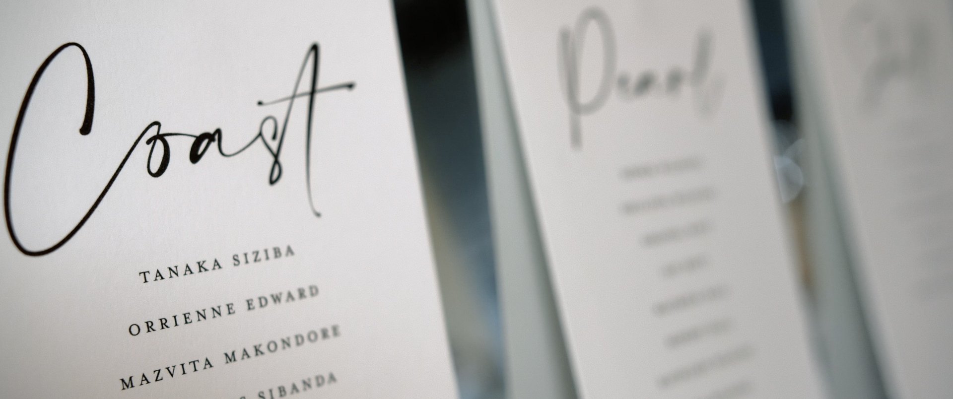 Table cards at wedding reception - Titchwell Manor, Norfolk