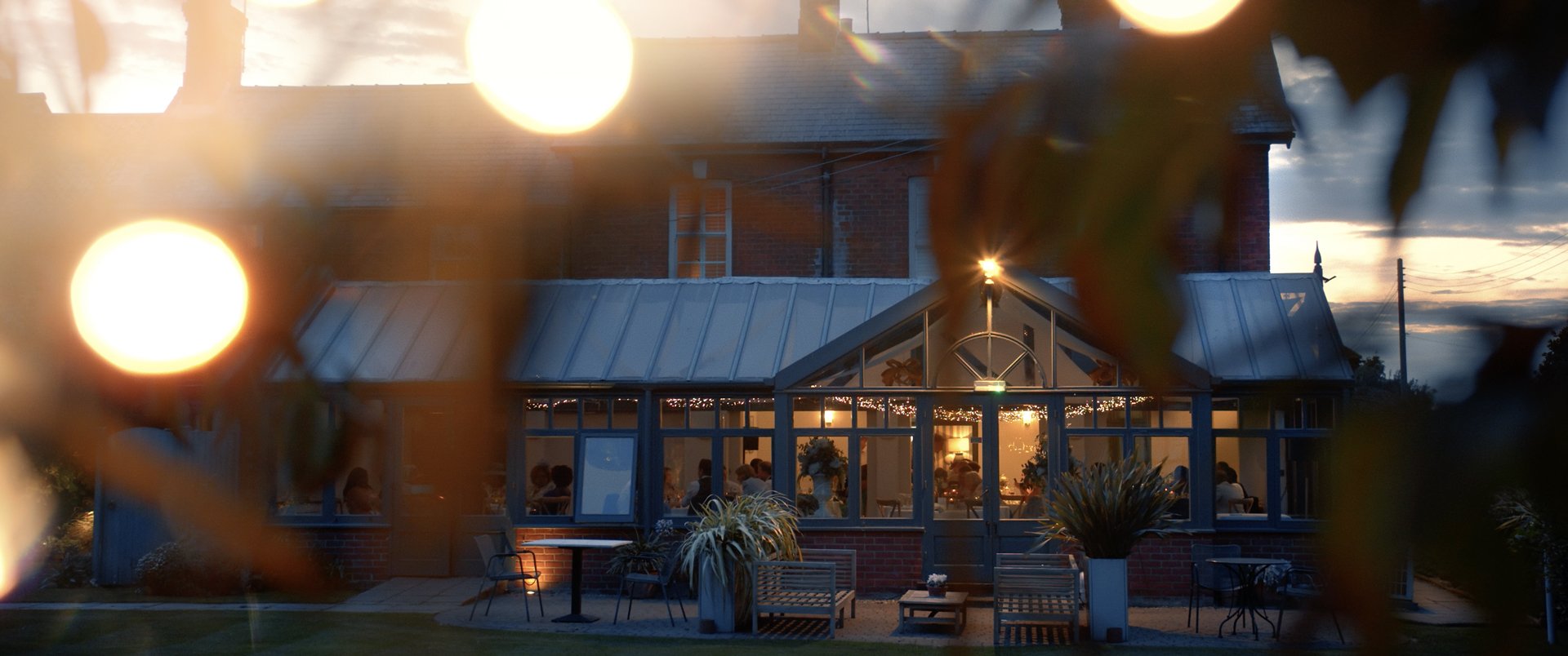 Outside evening shot of Titchwell Manor wedding venue, Norfolk