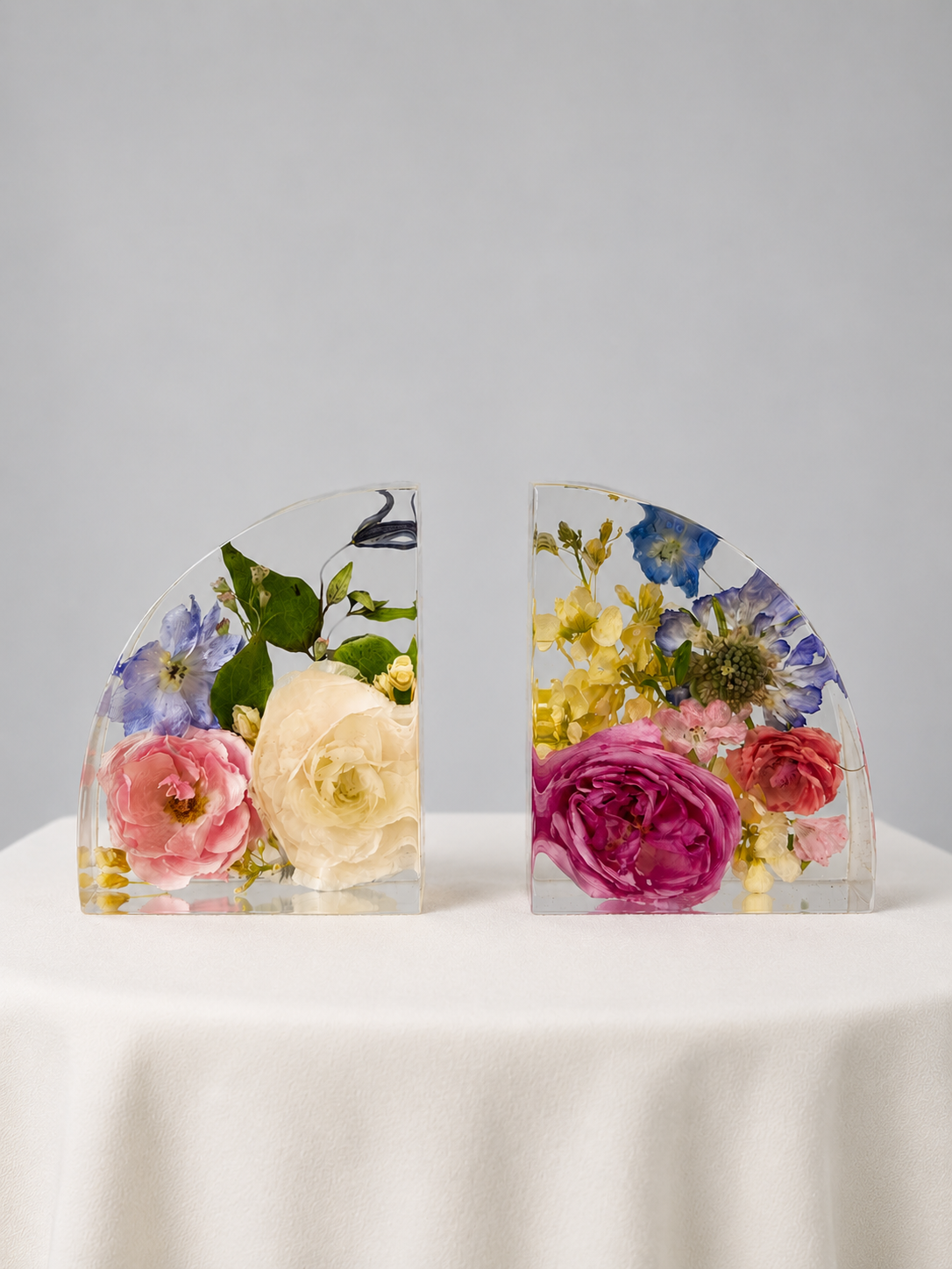 Floral Resin Bookends