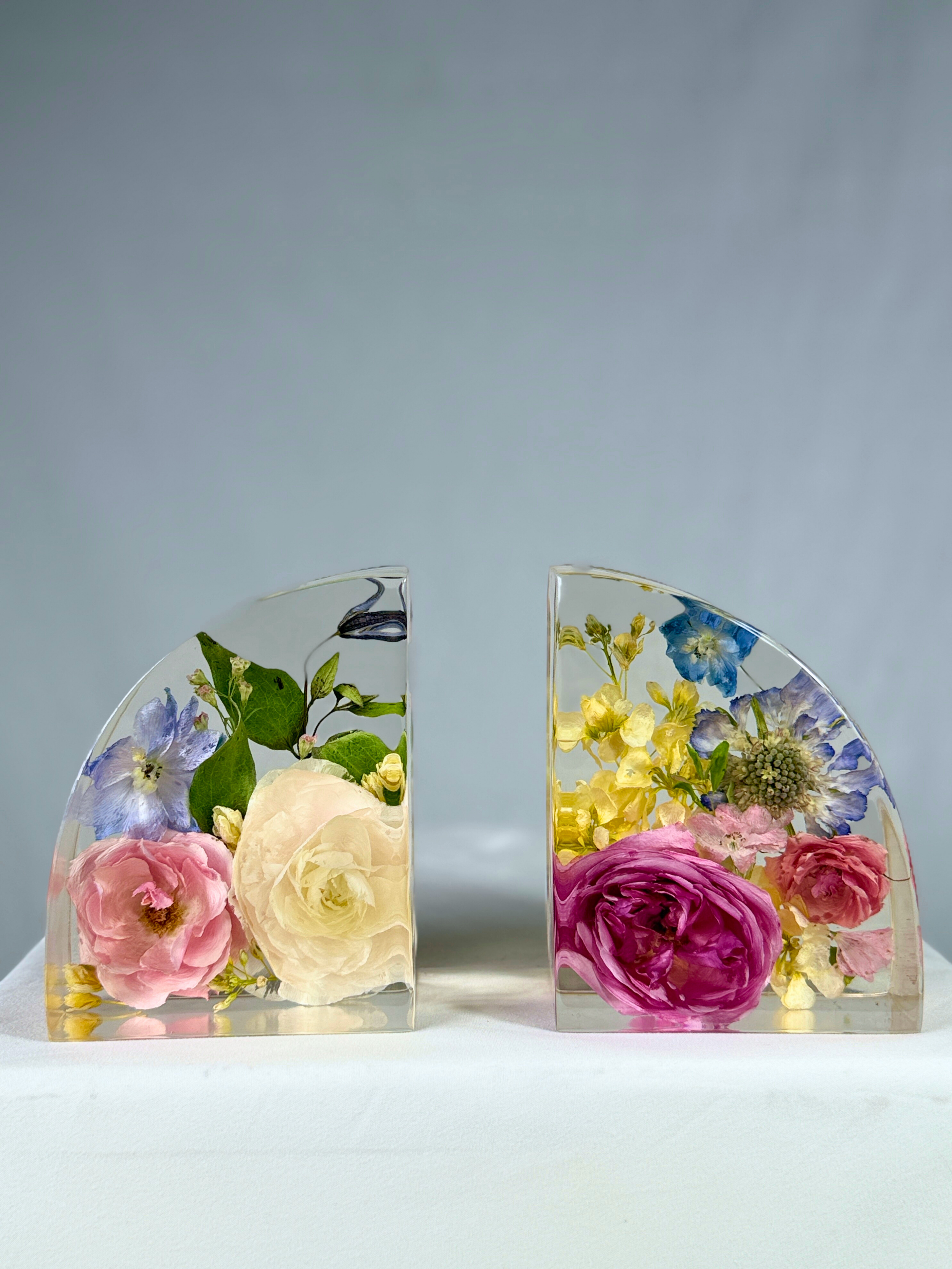 Floral Resin Bookends