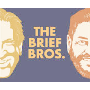 Logo of The Brief Bros featuring stylized illustrations of two men, one with light-colored hair and glasses, and the other with darker hair and a beard, against a purple background.