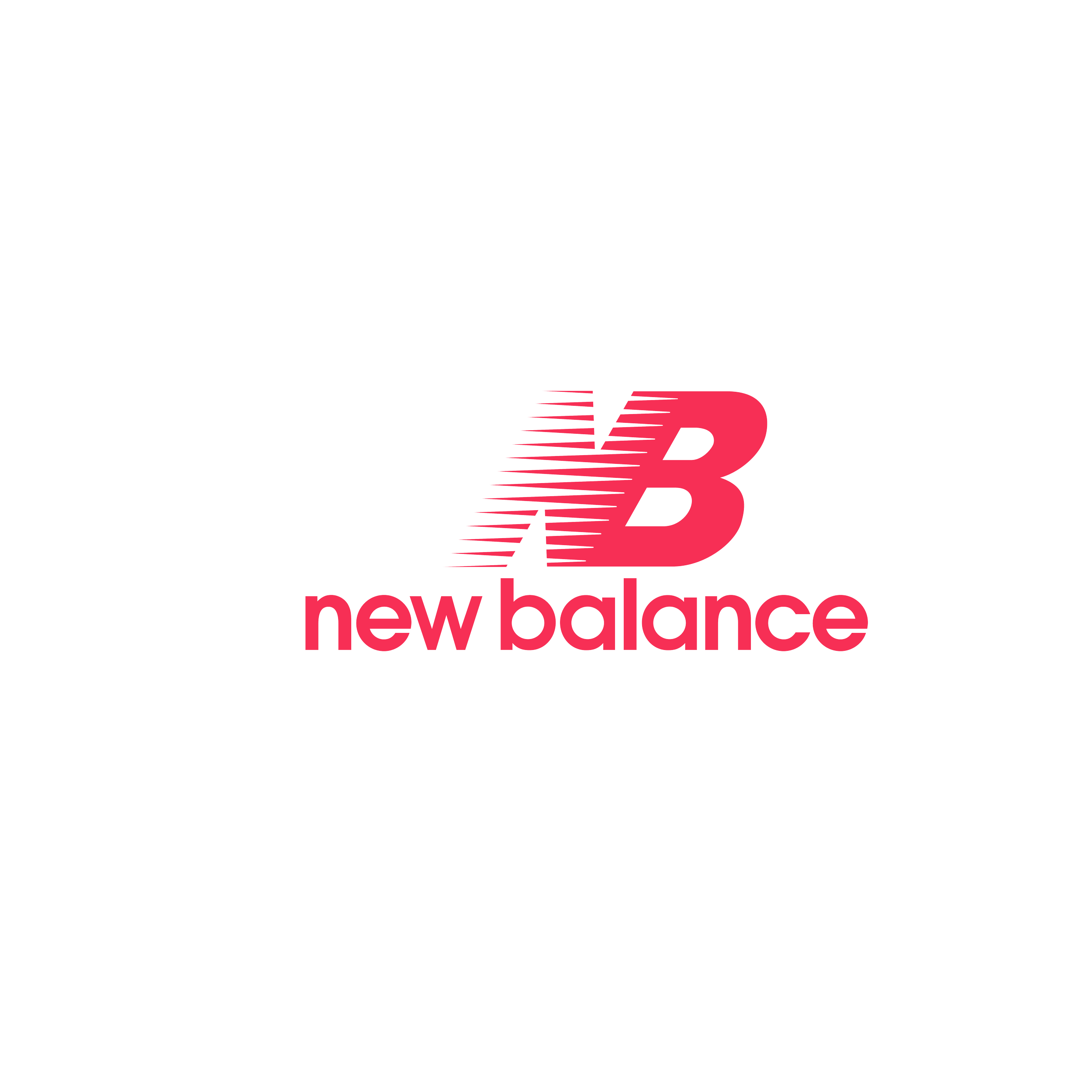 The New Balance logo featuring a stylized pink 'N' and 'B' with the words 'new balance' below in pink, set against a black background.