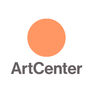 Logo of an art center featuring an orange circle and the words "ArtCenter" underneath.