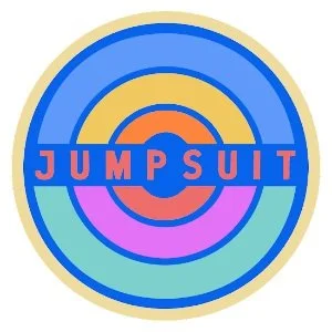 Colorful circular target with the word 'JUMPSUIT' across the middle.