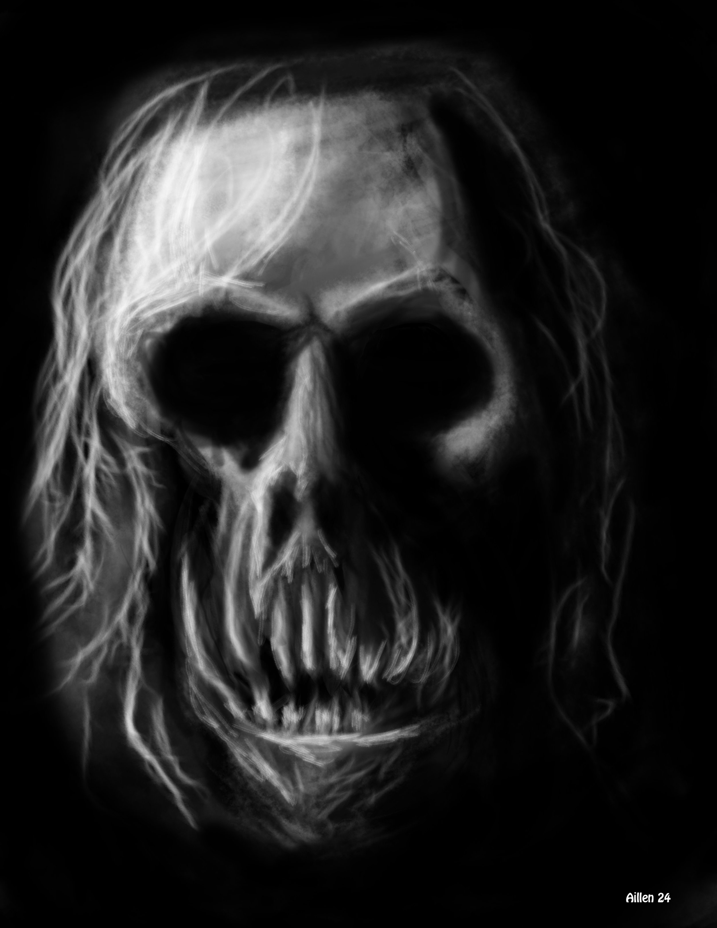 Orc Skull, Print on Canvas 20"x16"