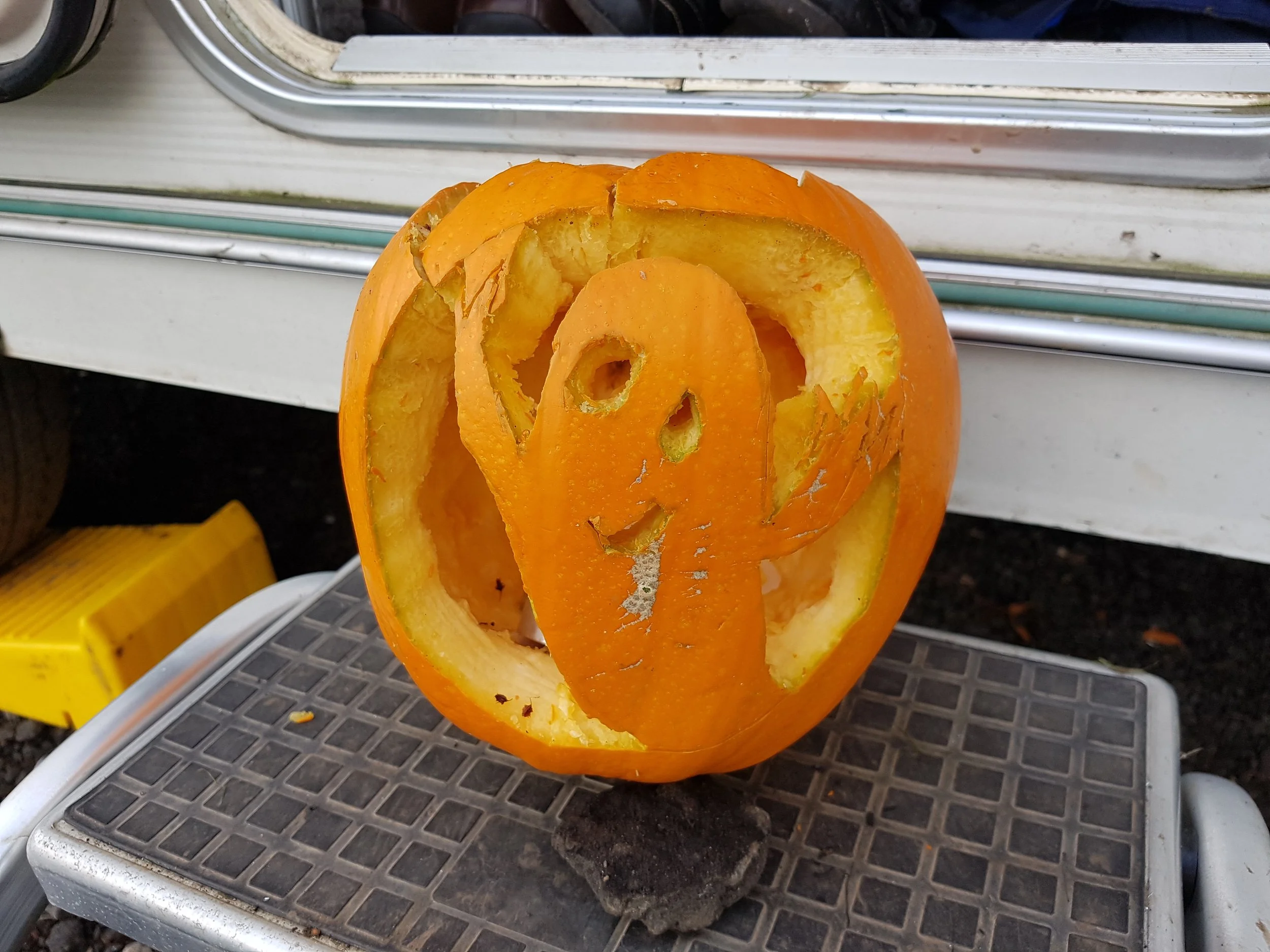 pumpkin carved as ghost