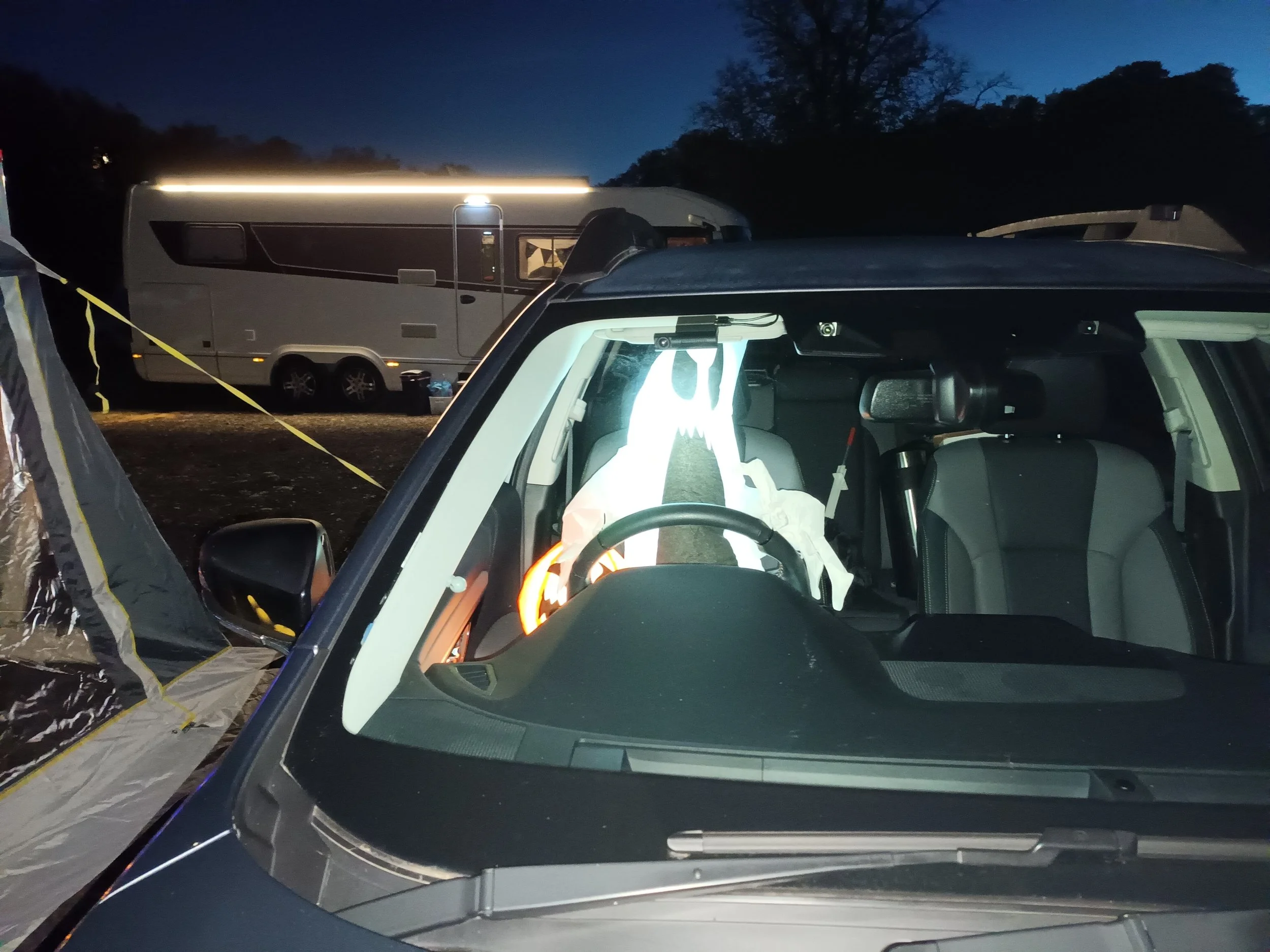 blow up ghost figure in driving seat of car