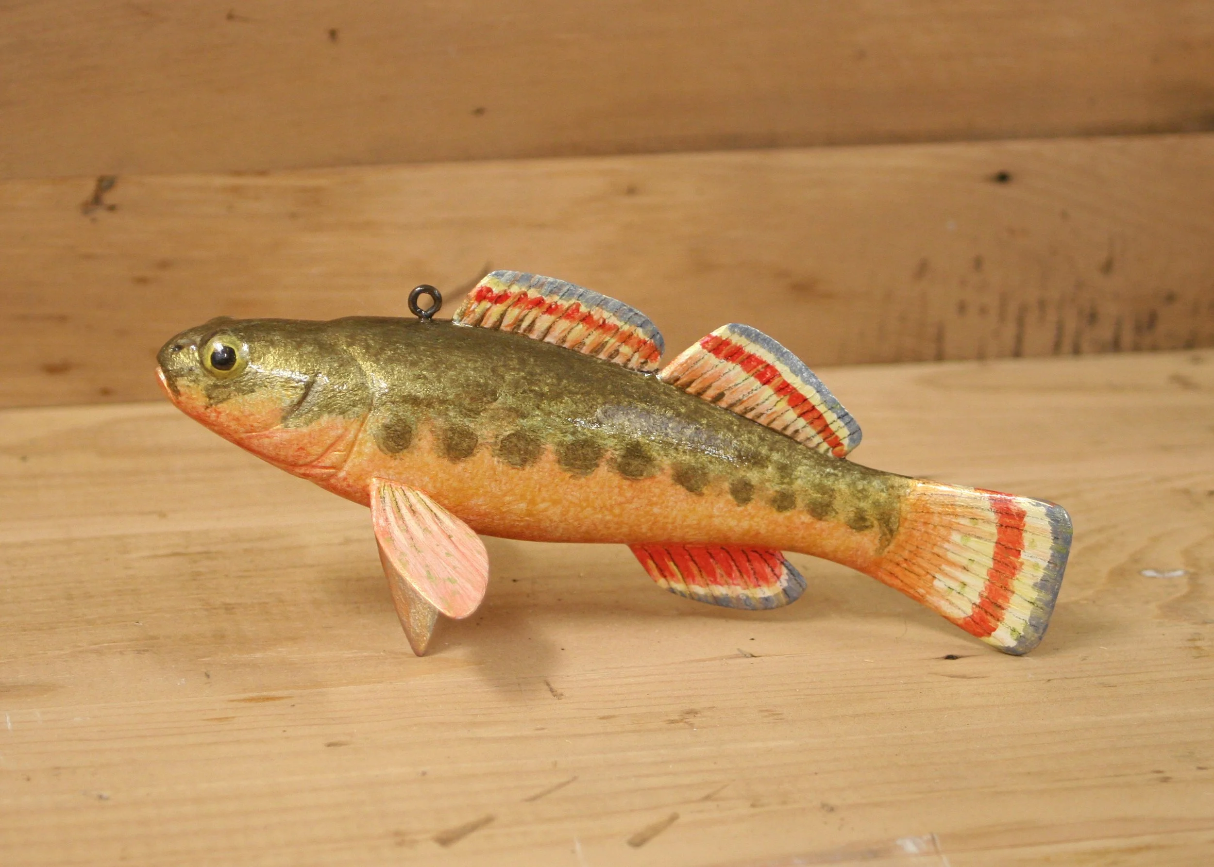 8" Hand Painted Orange Belly Darter by Harry Phillips