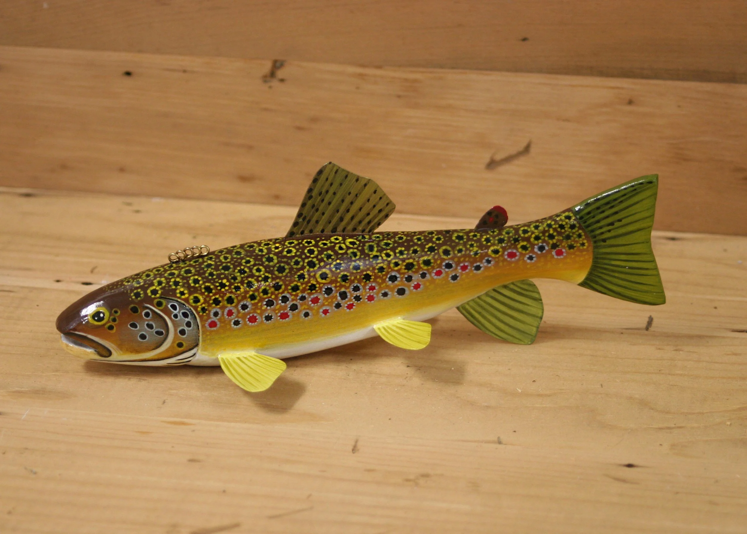 8" Brown Trout Working Decoy by Benziejo Decoys