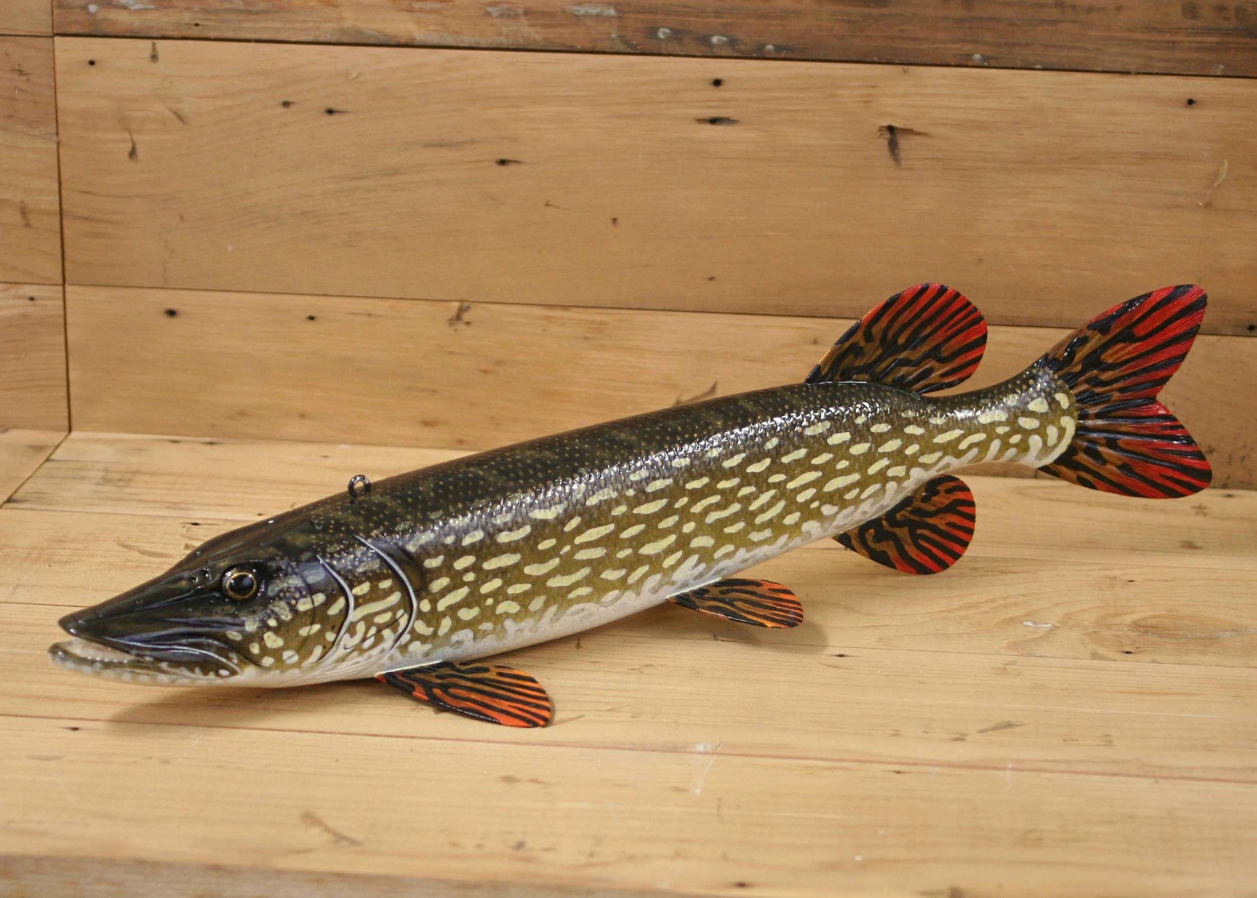 17" Hand Painted Northern Pike by Jacob Sazama