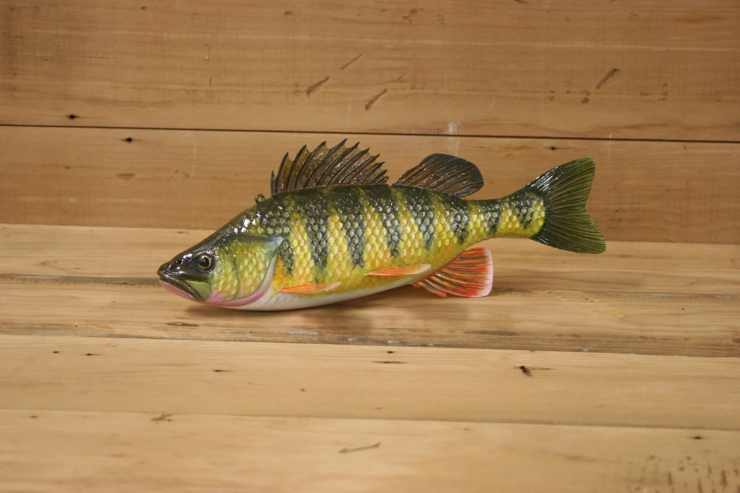 1st Place: 10" Hand Painted Yellow Perch by Harley Ragan