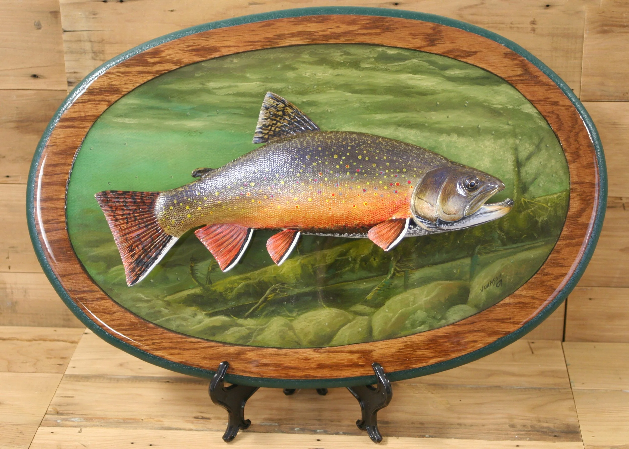 14" Hand Painted Trout Fish Plaque by Bob Johnson