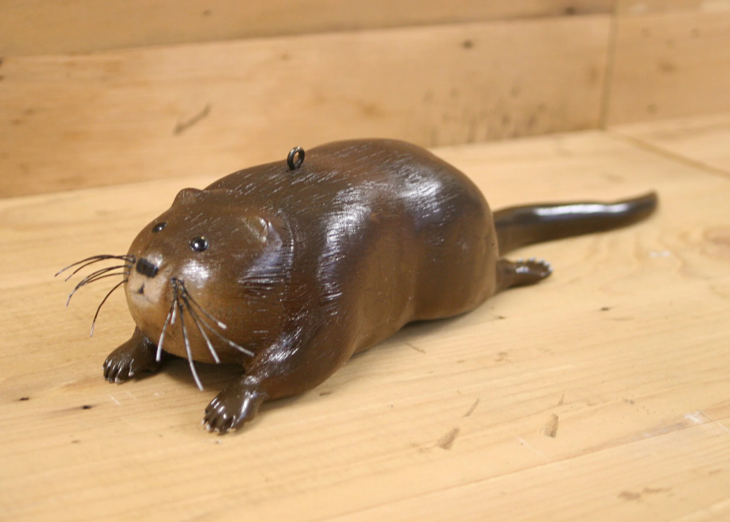 13" Muskrat Fish Decoy by Mary Ann Pederson