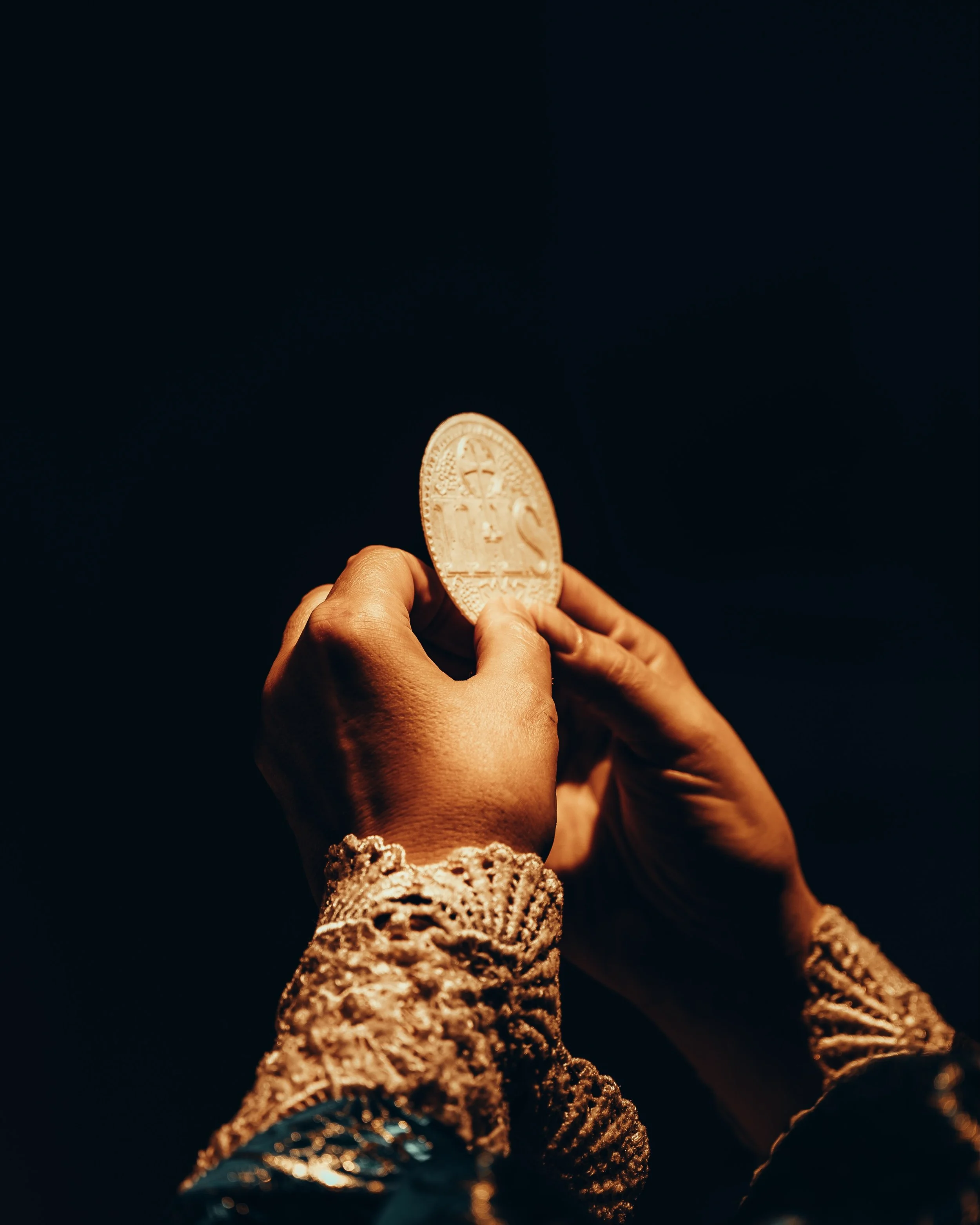 &ldquo;Taking the five loaves and the two fish, and looking up to heaven, he said the blessing, broke the loaves, and gave them to the disciples&hellip;&rdquo; -Mathew 14:13-21

In our Hunger 

In His Grief

He reminds us 

that in our suffering 

no