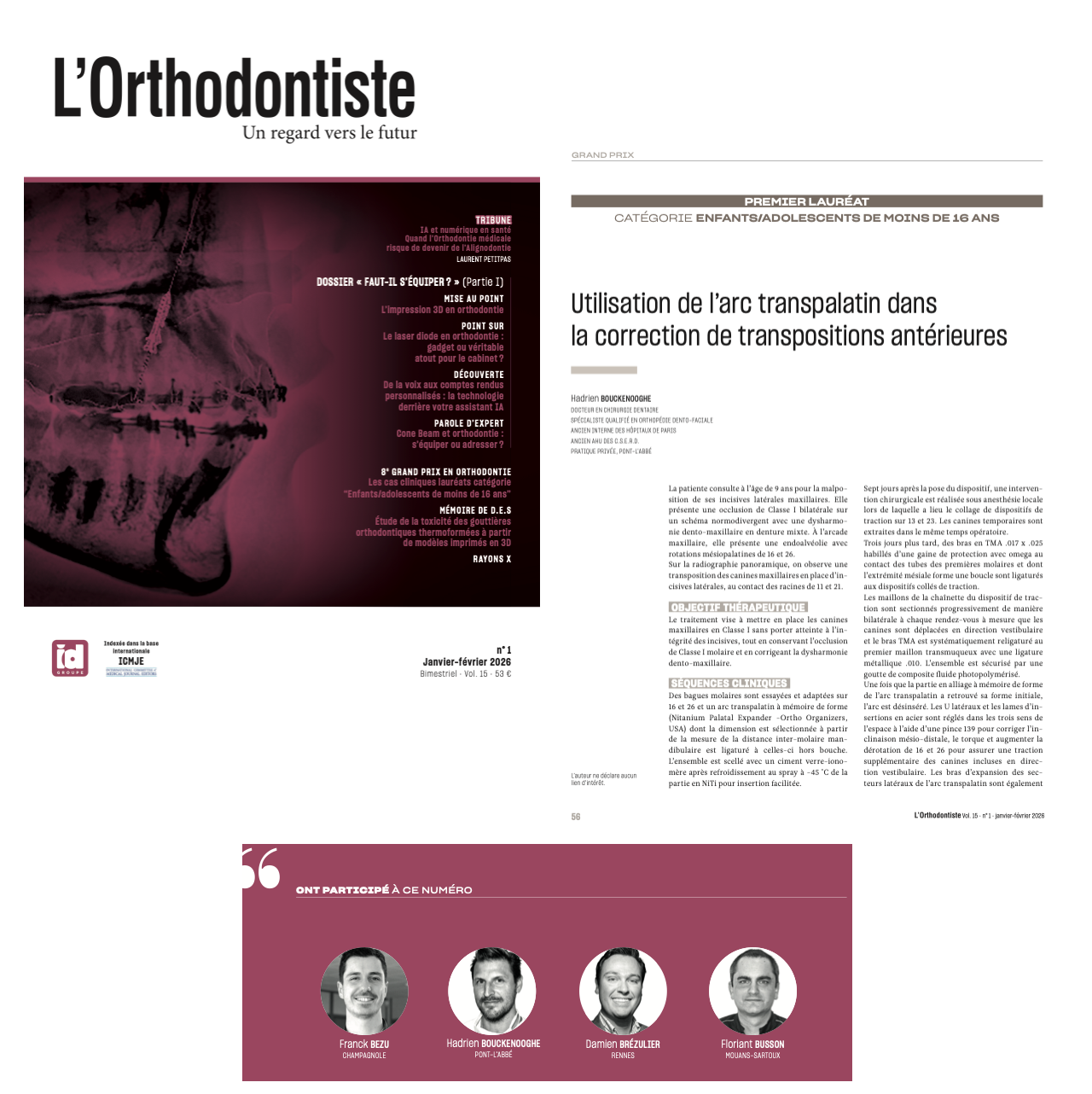 Publication dans la revue L'Orthodontiste — Janvier-Février 2026