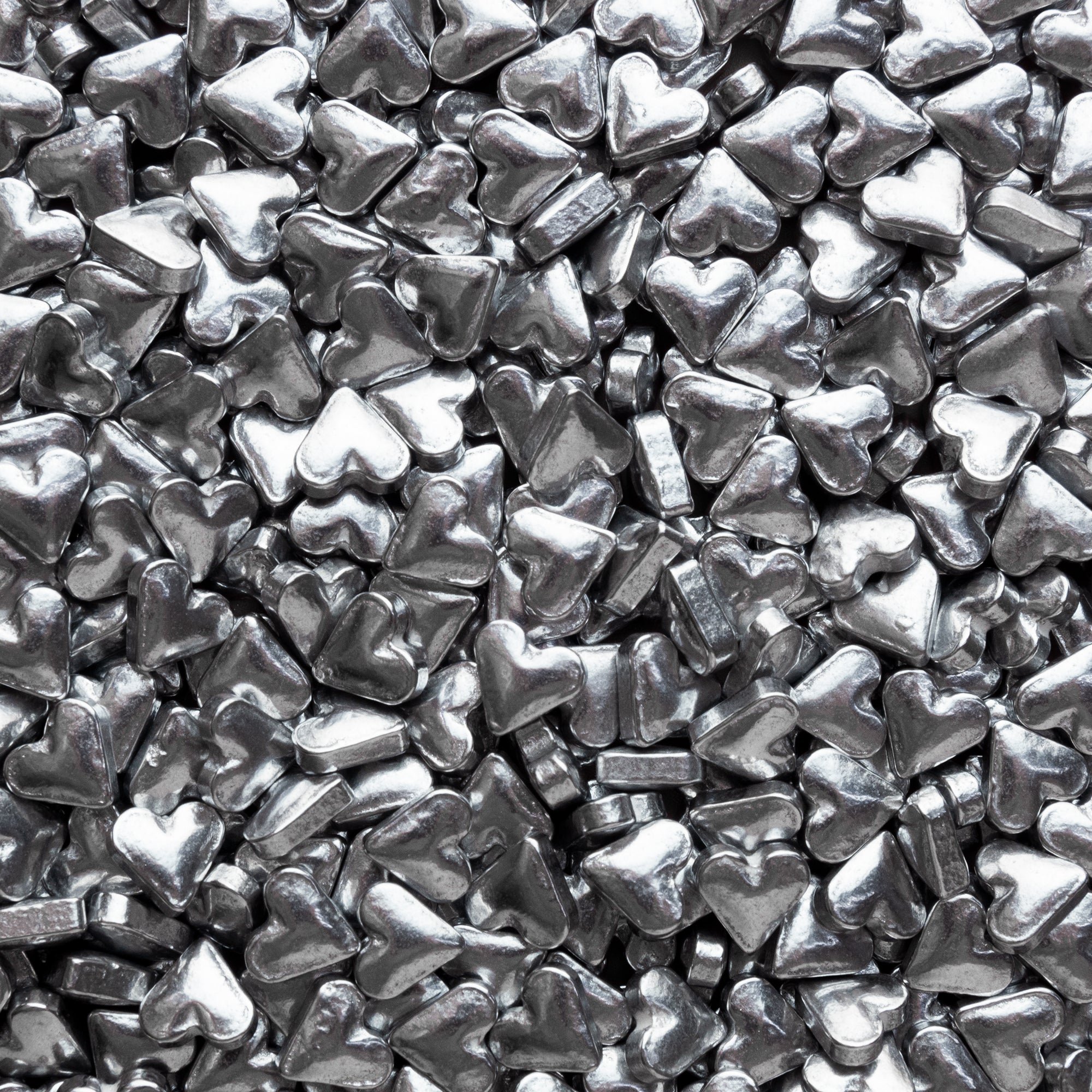 Metallic Silver Hearts Candy Sprinkles