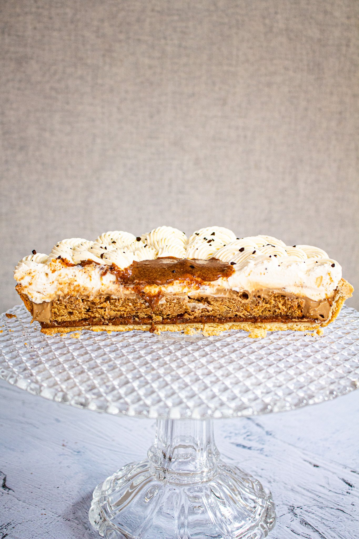 Découpe de la tarte latte macchiato