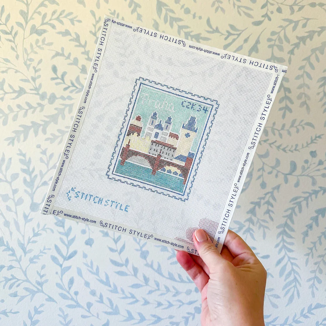 Stitch Style -Prague Charles Bridge Stamp 18 Mesh Needlepoint