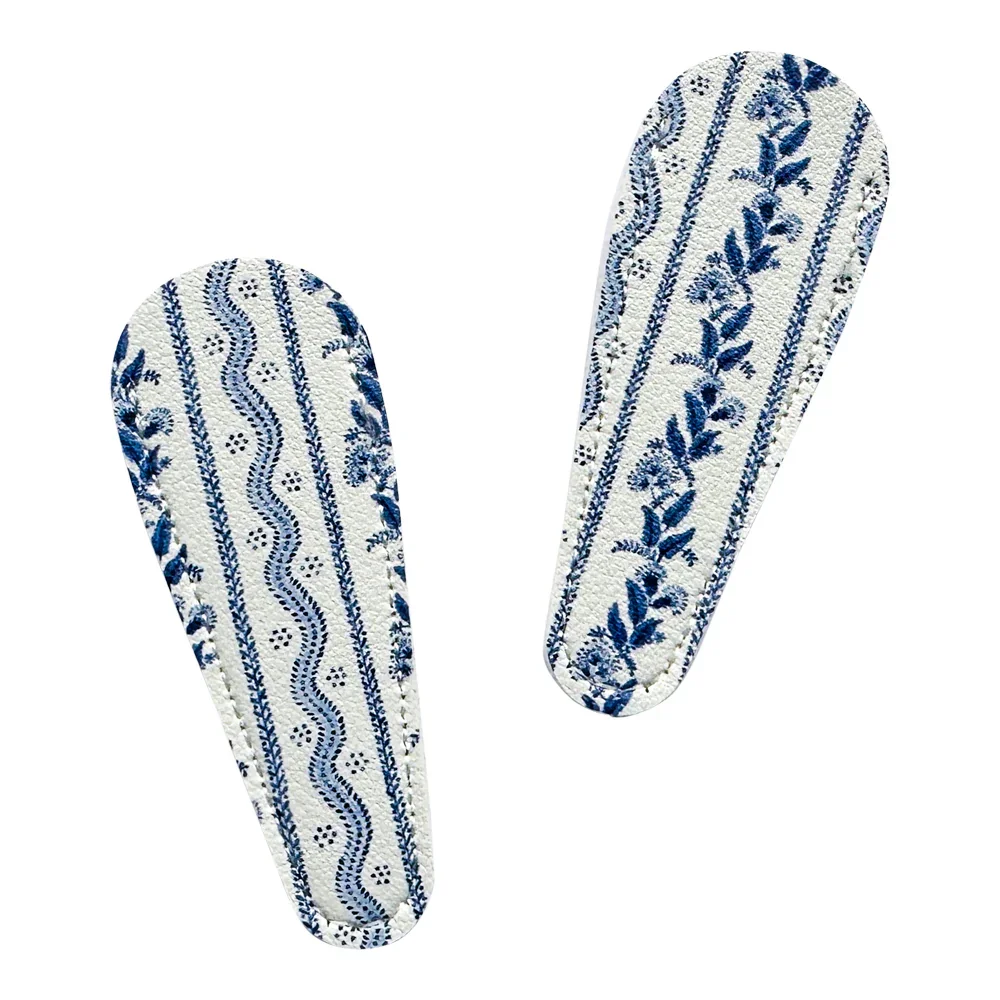 Penny Linn Leather Scissor Case with Bamboo Scissors Leather Scissor Case - Emma Stripe Blue