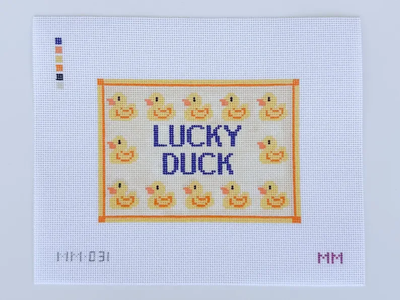 Maddie Moo -  -Lucky Duck Needlepoint Canvas: Stitch Painted 13 Mesh Project