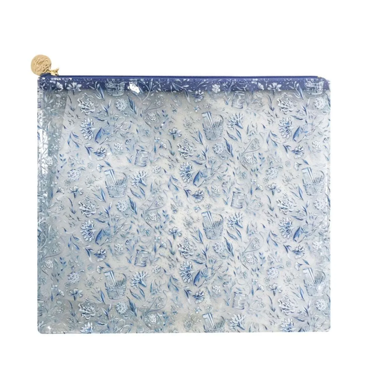 Penny Linn Project Bags -Needlepoint Print Clear PVC Project Bag in Blue