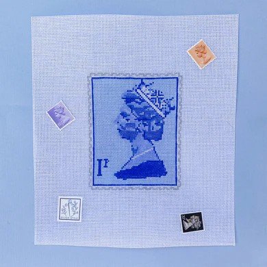 Queen Elizabeth stamp blue