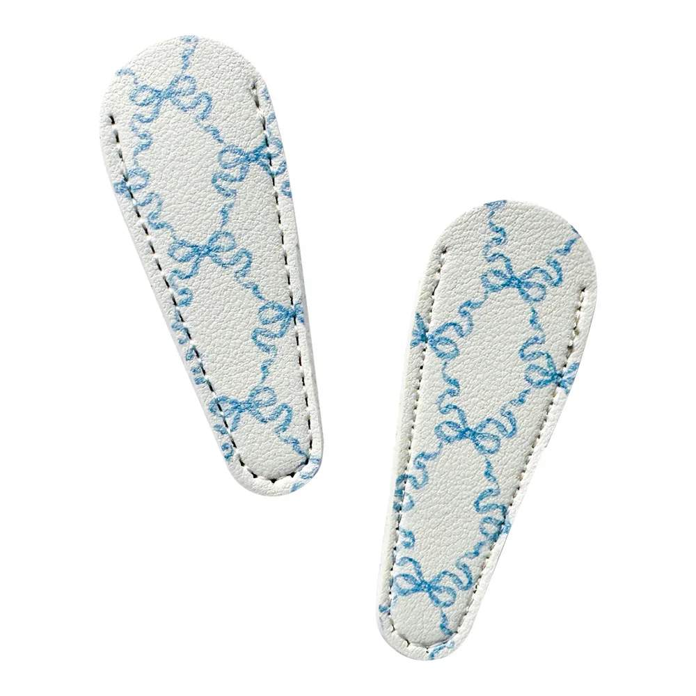 Penny Linn Leather Scissor Case with Bamboo Scissors Leather Scissor Case - Leather Scissor Case - Blue Hannah Bow