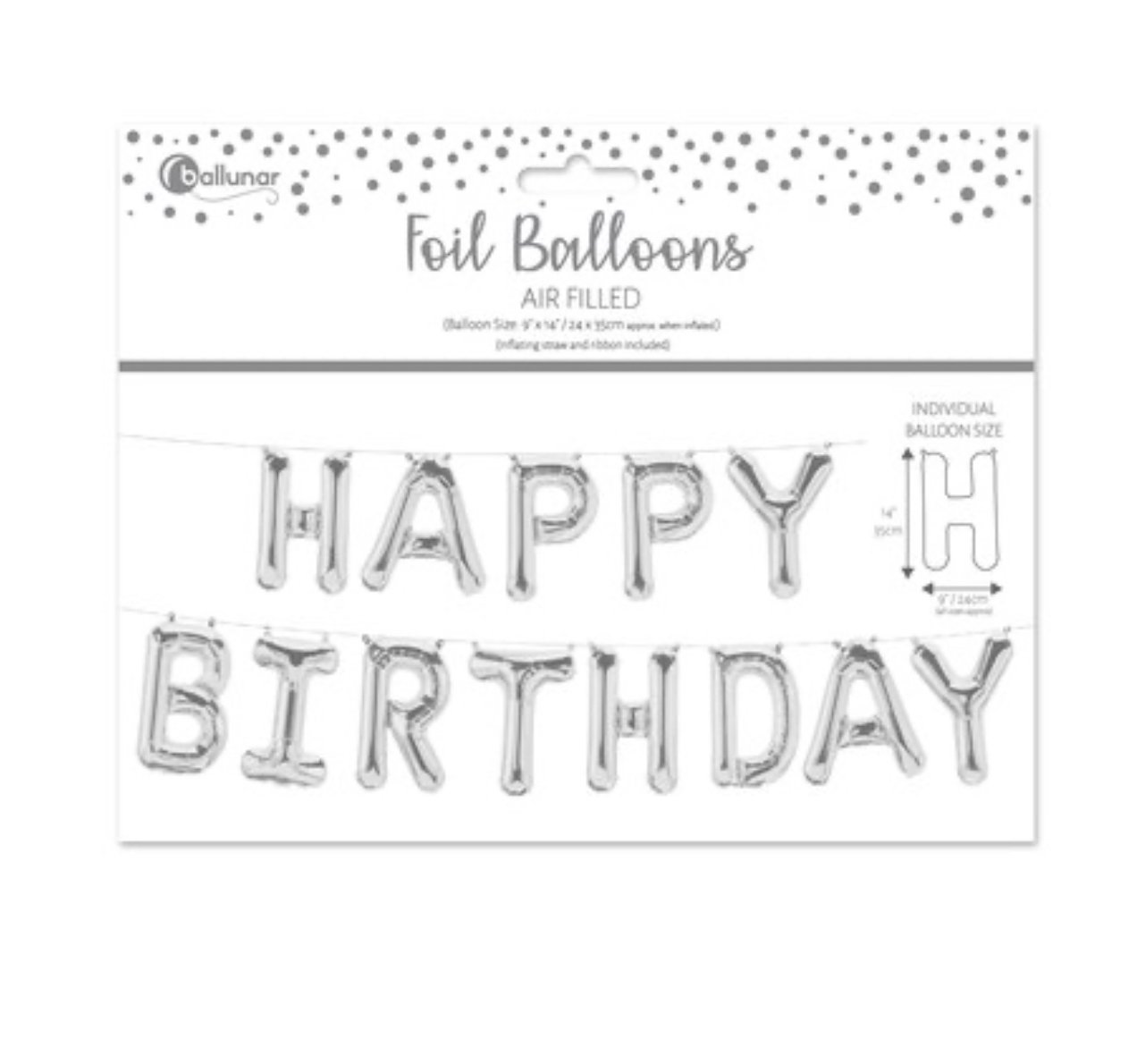 'Happy Birthday' Silver Balloon Banner