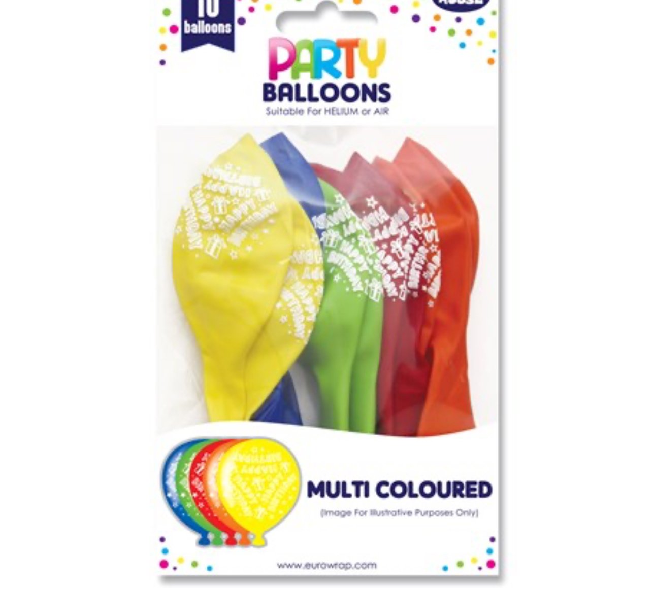 Multi Coloured Party Balloons 10pk