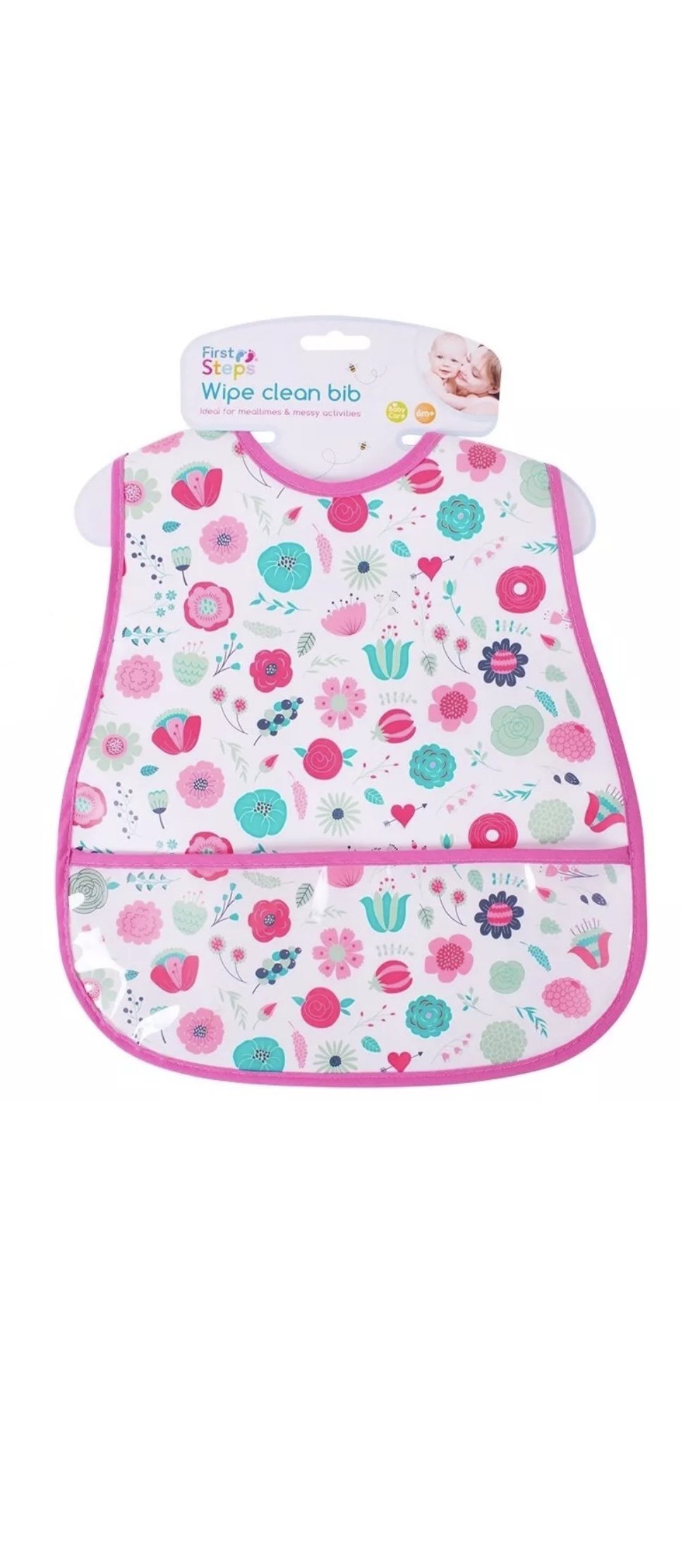 First Steps Floral Bib with Pockets