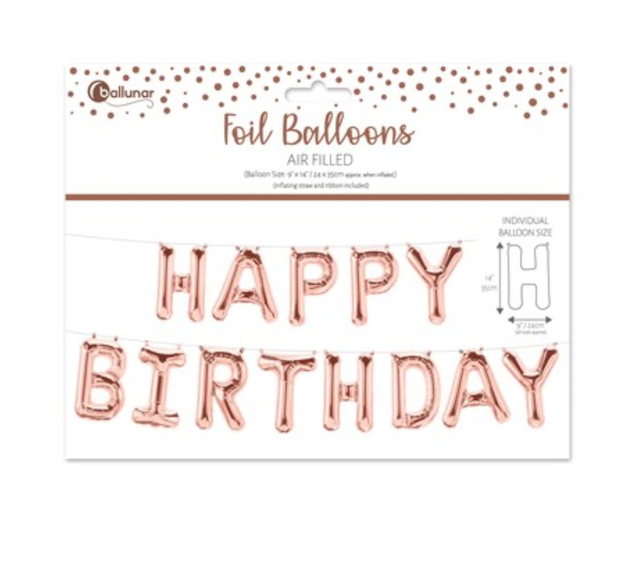 'Happy Birthday' Rose Gold Balloon Banner