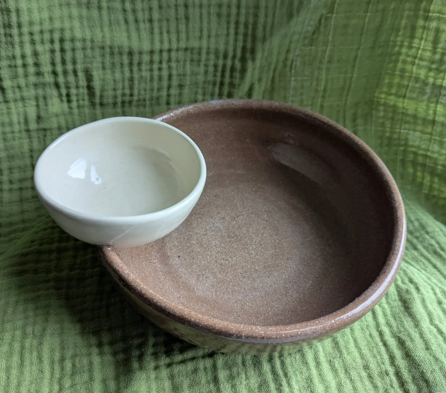 The final form squished a little bit, but this is just transparent glaze on white and brown clay