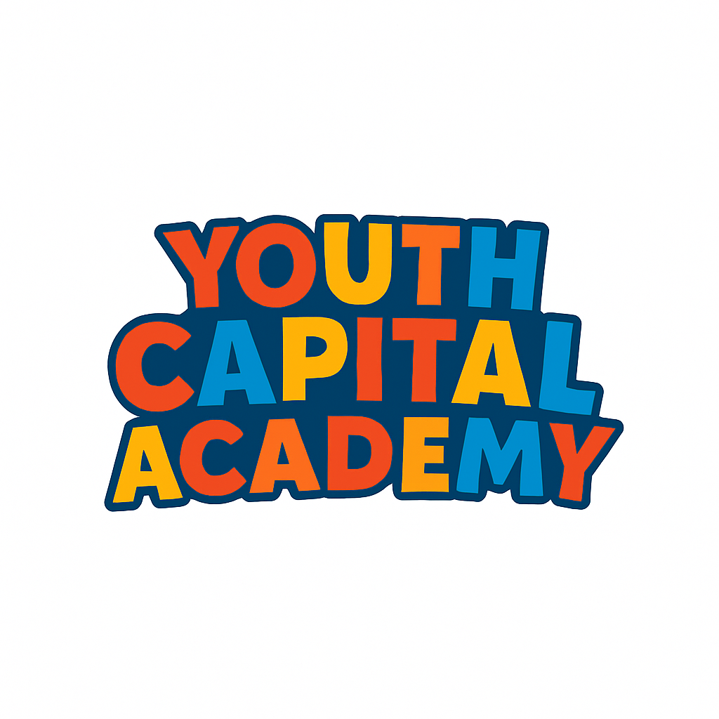 Colorful logo that reads 'Youth Capital Academy' with bold, vibrant letters in red, yellow, and blue, outlined in dark blue.