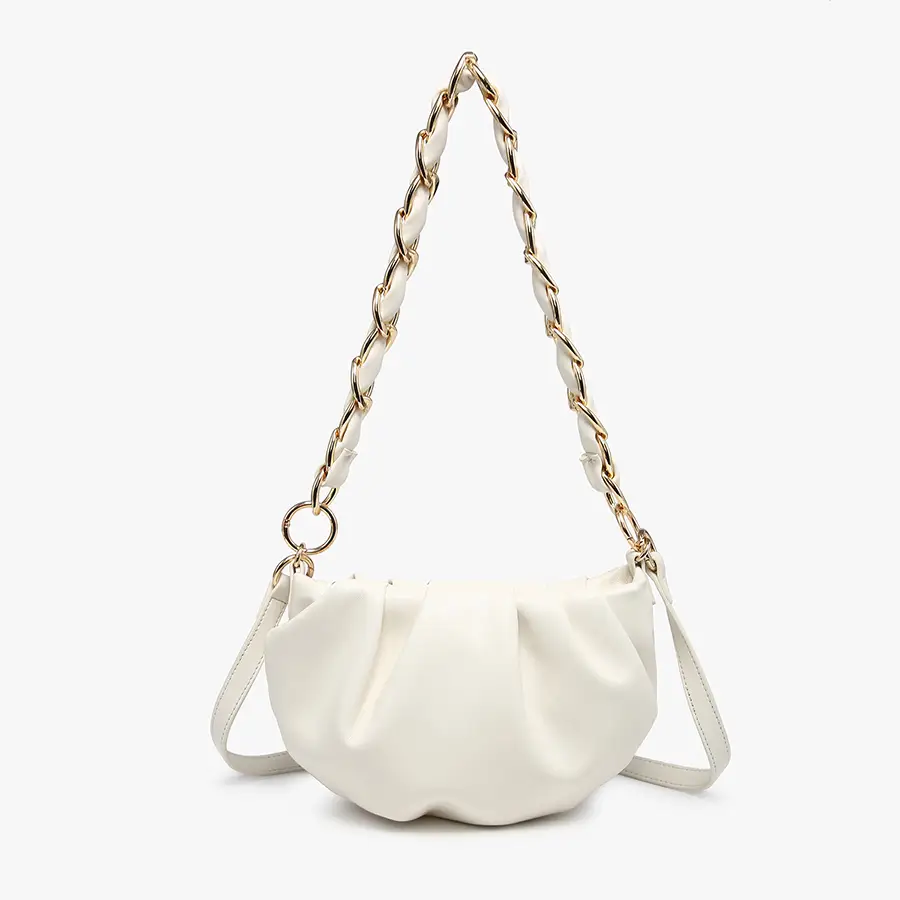Tijuana Pleated Shoulder Bag w/ Chain Accent Strap