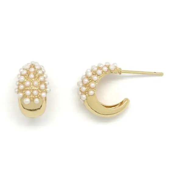 Half Pearl and Gold Drop Mini Earrings