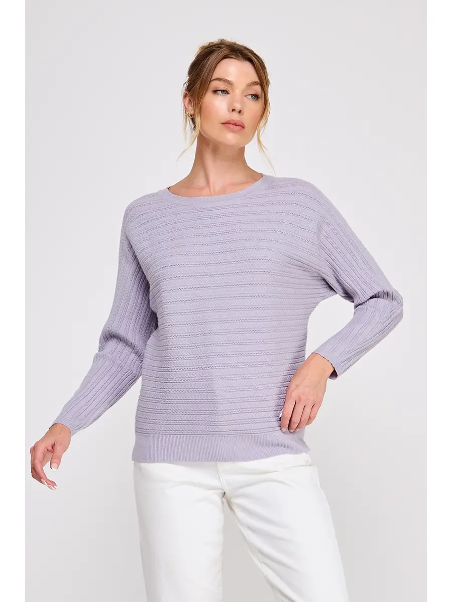Fine Gauge Braided Pointelle Dolman Sweater