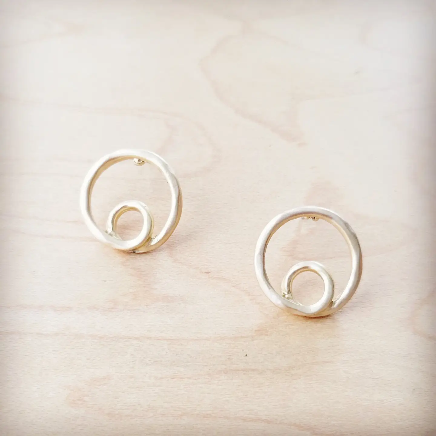 Matte Gold Double Circle Earrings