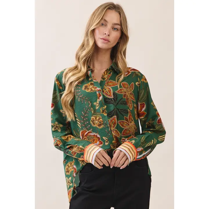 Floral Print Button-Front Shirt