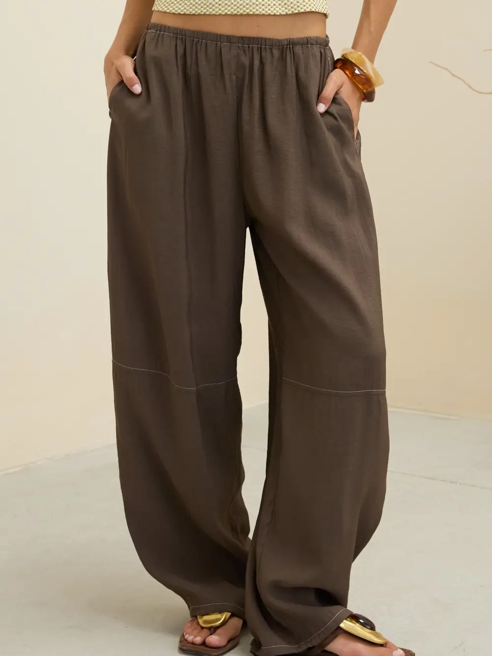 Wide Leg Elastic Waist Pants