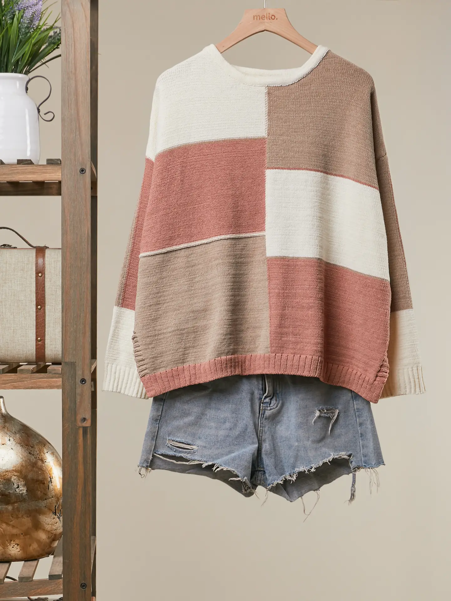 Colorblock Oversized Knit Sweater